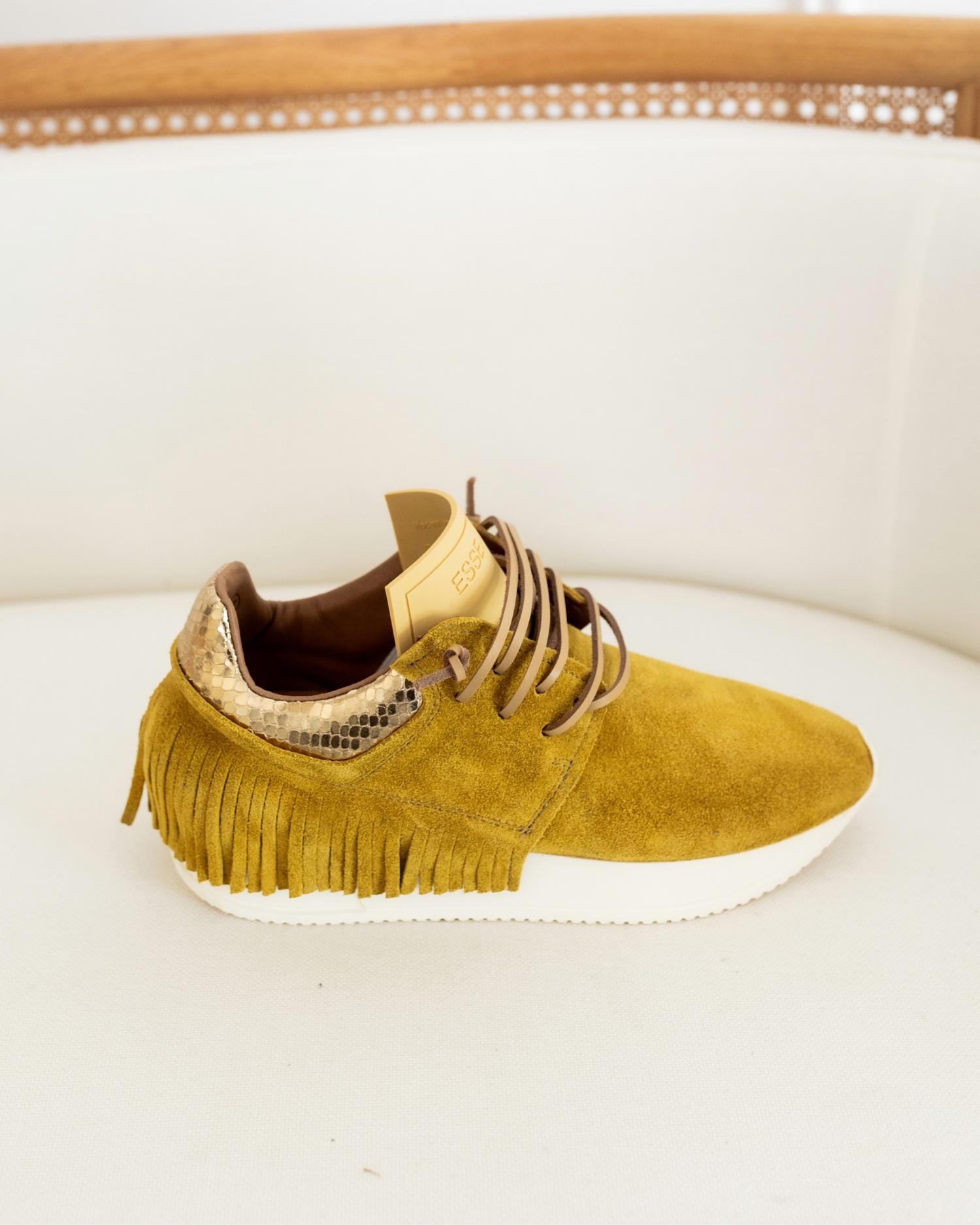 ESSEutESSE Women's Soleil Fringe Sneaker in yellow - women's sneaker