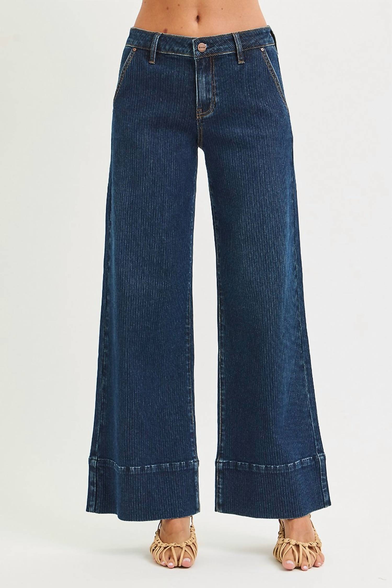 Risen - Women's Wide Leg Hem Jeans
