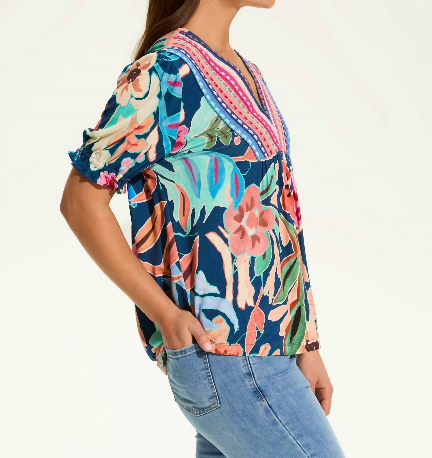 Fdj - Ellbow Sleeve Embellished Top