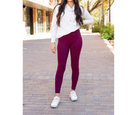 Julia Rose Molly Crossover Full Length With Pockets Leggings in maroon - women's pants