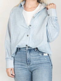 Aemi + Co - Mixed Stripe Oversized Button Down Top