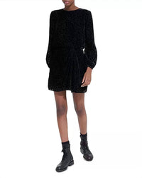 THE KOOPLES Velvet Burnout Dress in bla01 - women's dress - detail view