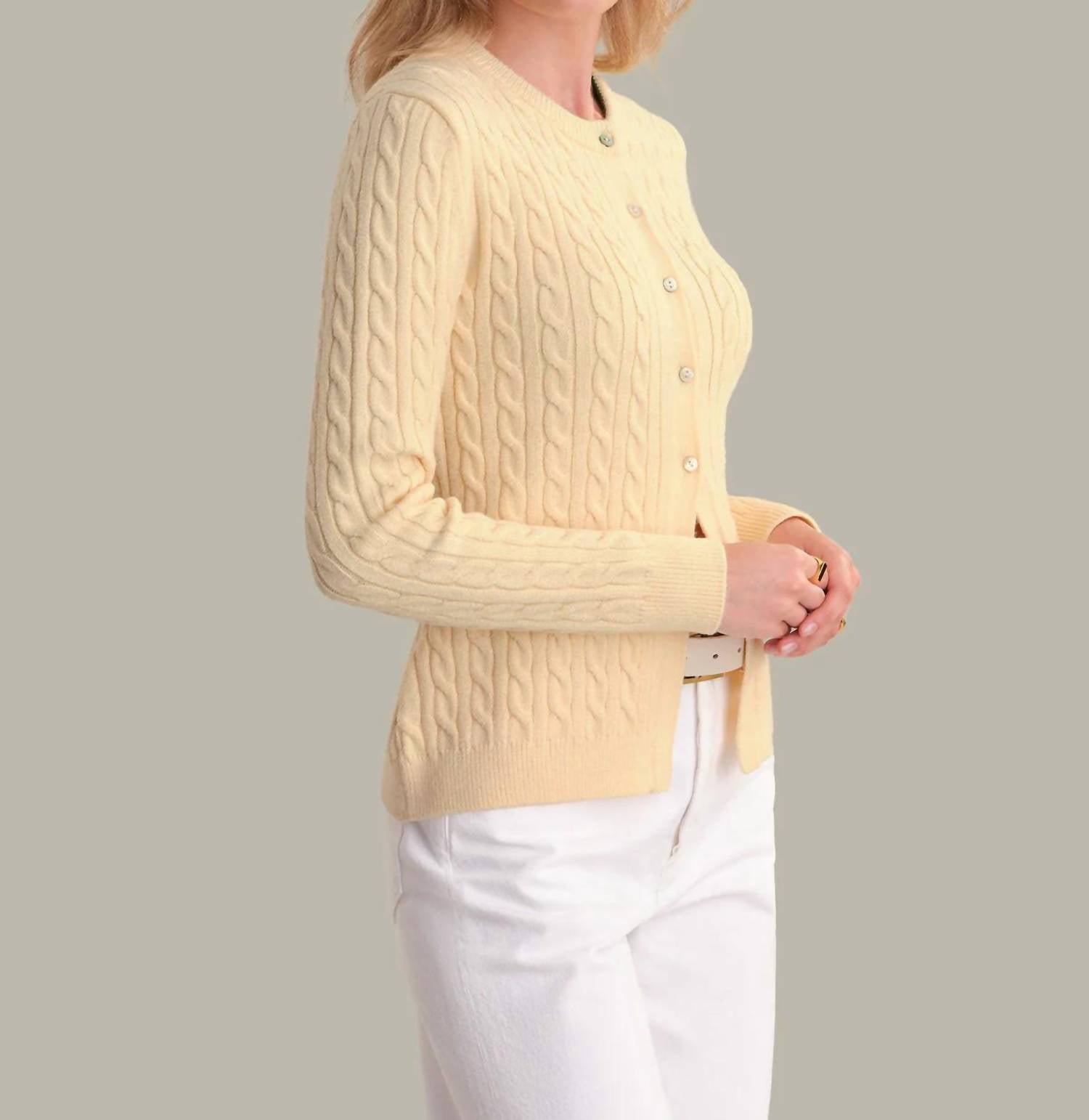 525 America - Julianna Cable Knit Crewneck Cardigan