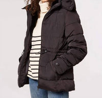 APRICOT Removable Hood Puffer Jacket in black - women's jacket - detail view
