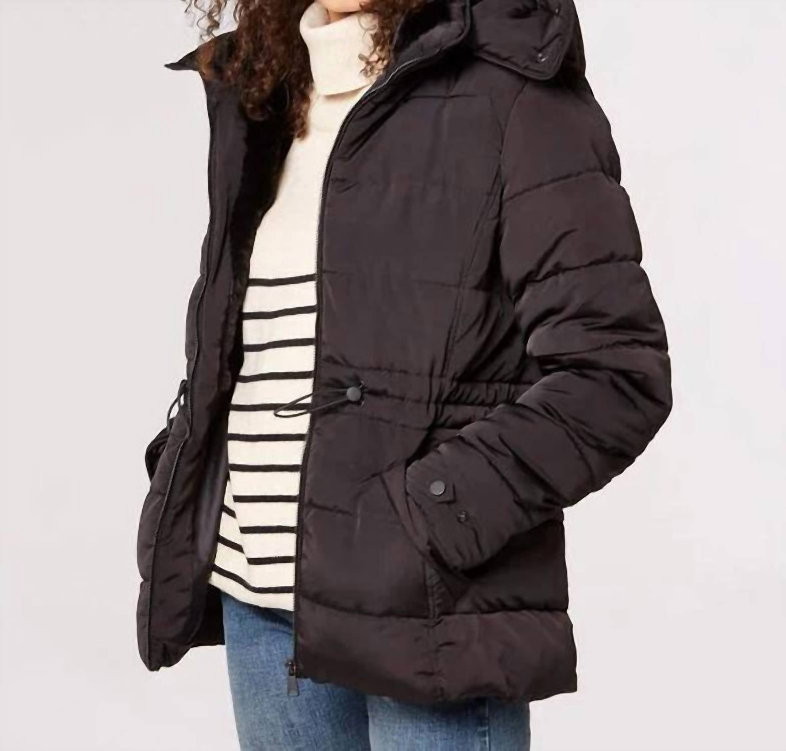 APRICOT Removable Hood Puffer Jacket in black - women's jacket - detail view