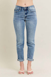 Judy Blue Midrise Boyfriend Jeans in bleach wash - women's jeans