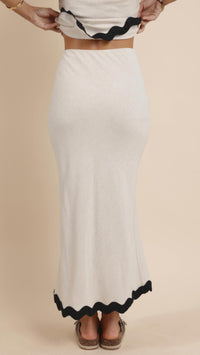 Sadie & Sage Sugarloaf Wavy Trim Tube Top And Midi Skirt Set in oatmeal 1 - women's blouse - view 6