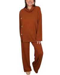 Dear Scarlett - Soft Moments High-rise Ribbed Wide Leg Pants Set