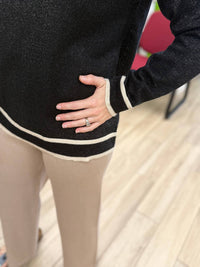M made in Italy V-neck Shimmer Sweater in italy v neck shimmer sweater in black - women's sweater - alternate view