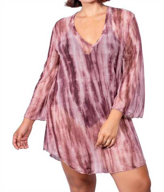 Jordan Taylor - V-neck Bell Sleeve Tie Dye Tunic