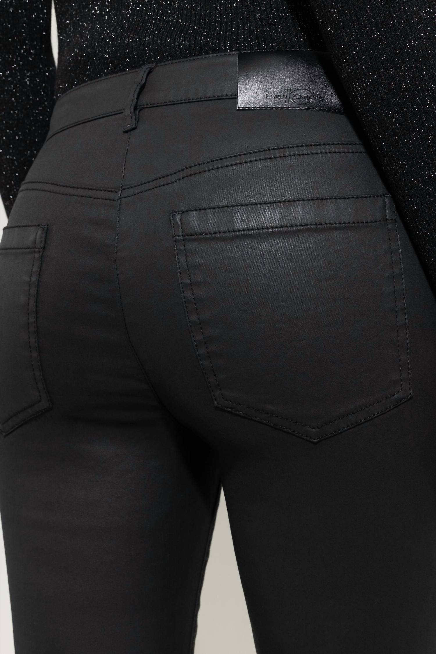 LUISA CERANO Leather Look Flared Pants in black - women's pants - view 4