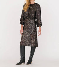 SECULAR Ava Sequin Top in black rose gold - women's long sleeve top - alternate view