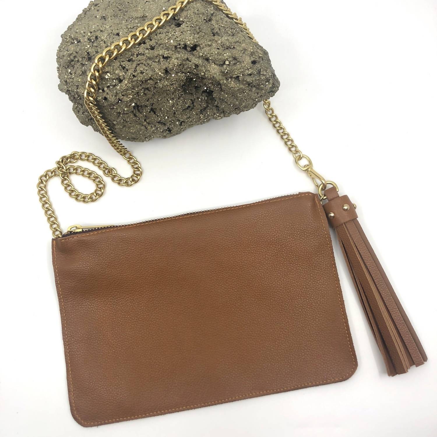 Bijourocks - Natural Brass Tassel Belt And Pouch Bag