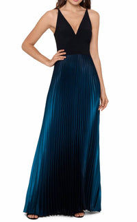 Aqua - Long Ity V-neck Ombre Evening Gown