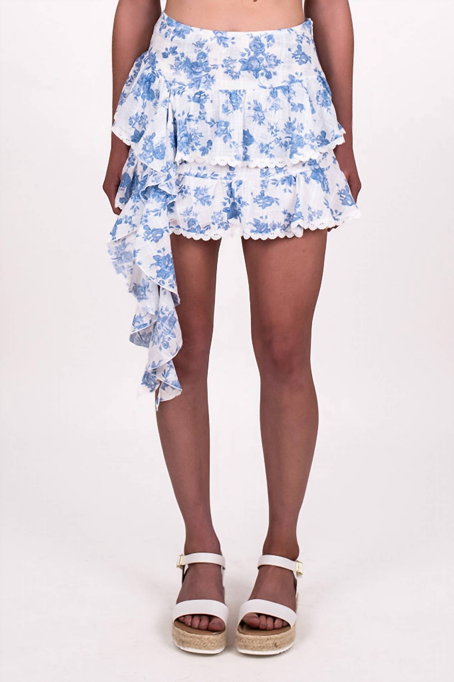 Sky To Moon - Windowpane Roses Jellyfish Skirt