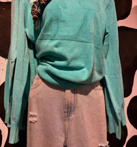 Rowdy Crowd Like A Cowboy Sweater in turquoise - women's sweater - alternate view