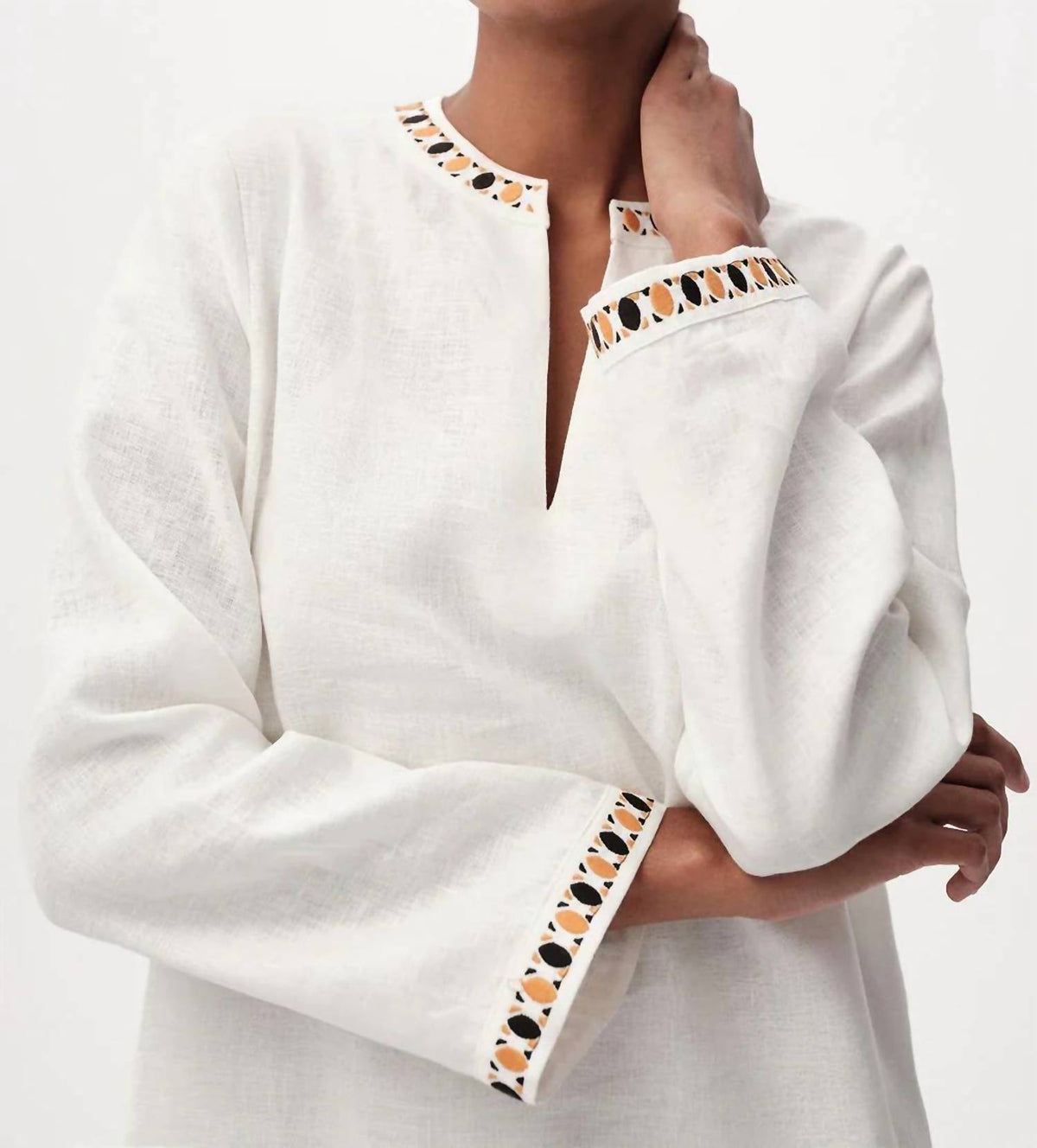 Exquise - Long Sleeve Linen Mini Dress