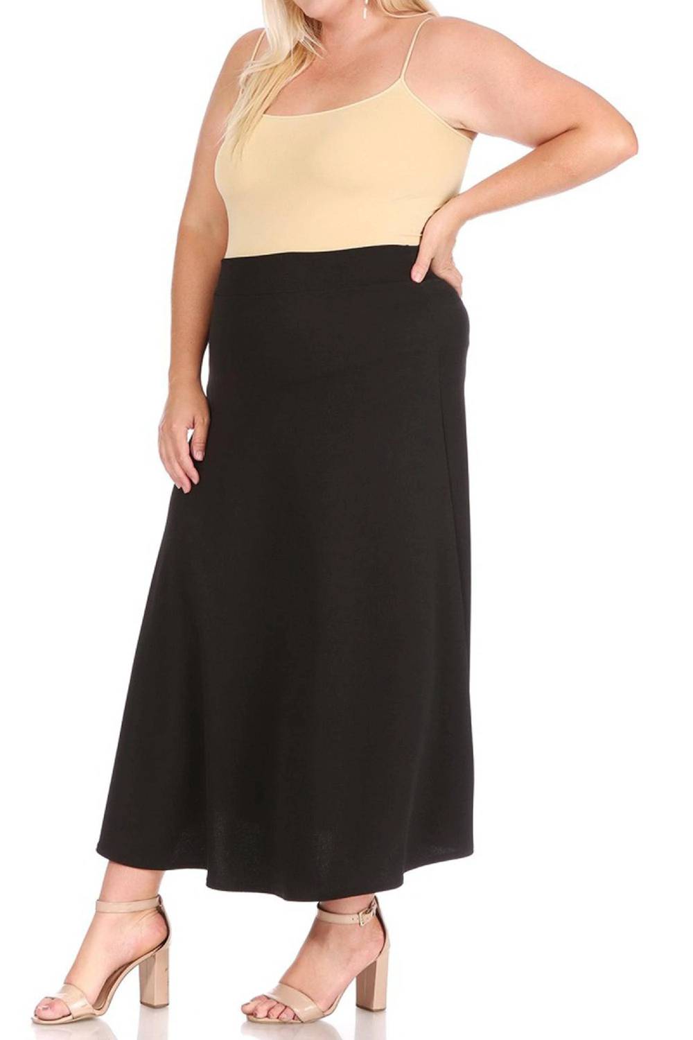 Moa Collection - Women's Flare A-line Long Skirt - Plus