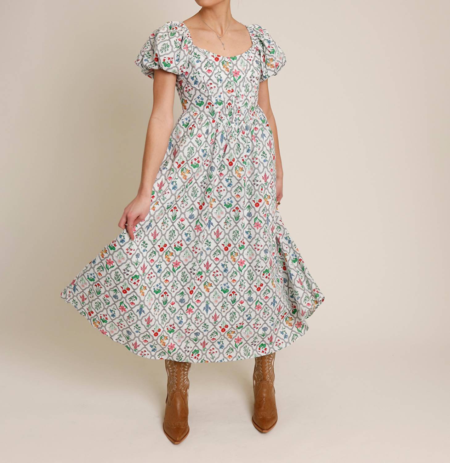 Moon River - Wildflower Basque Waist Dress