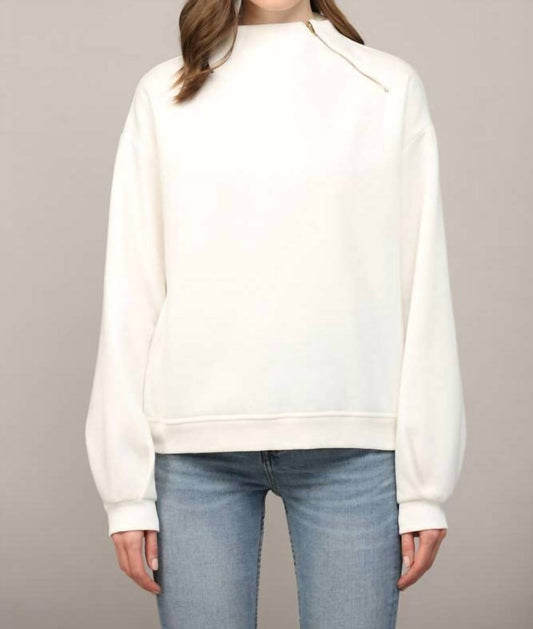 Fate - Women's Zipper Trimmed Round Neck Sweatshirt