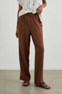 Rails Leon Lightweight Double Gauze Pant in cacao - women's pants - detail view