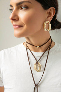 Marlyn Schiff - Circle Pendant Suede Necklace
