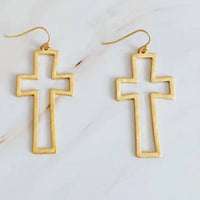Ellison+Young - Women's Hammered Matte Hollow Cross Dangle Earrings