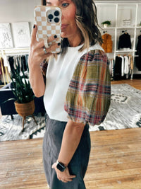 Thml - Plaid Puff Sleeve Top