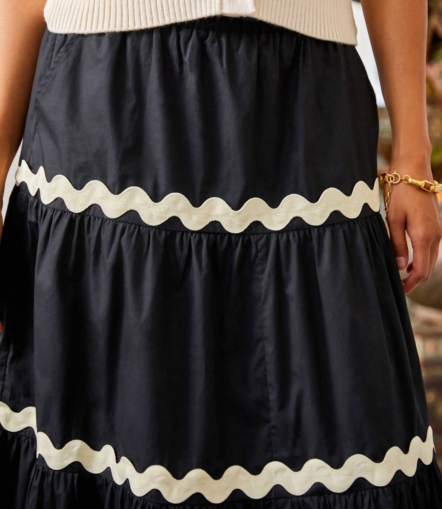 Karen Kane - Ric-Rac Trim Tiered Midi Skirt