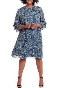 London Times - Quarter Sleeve Abstract Print Dress