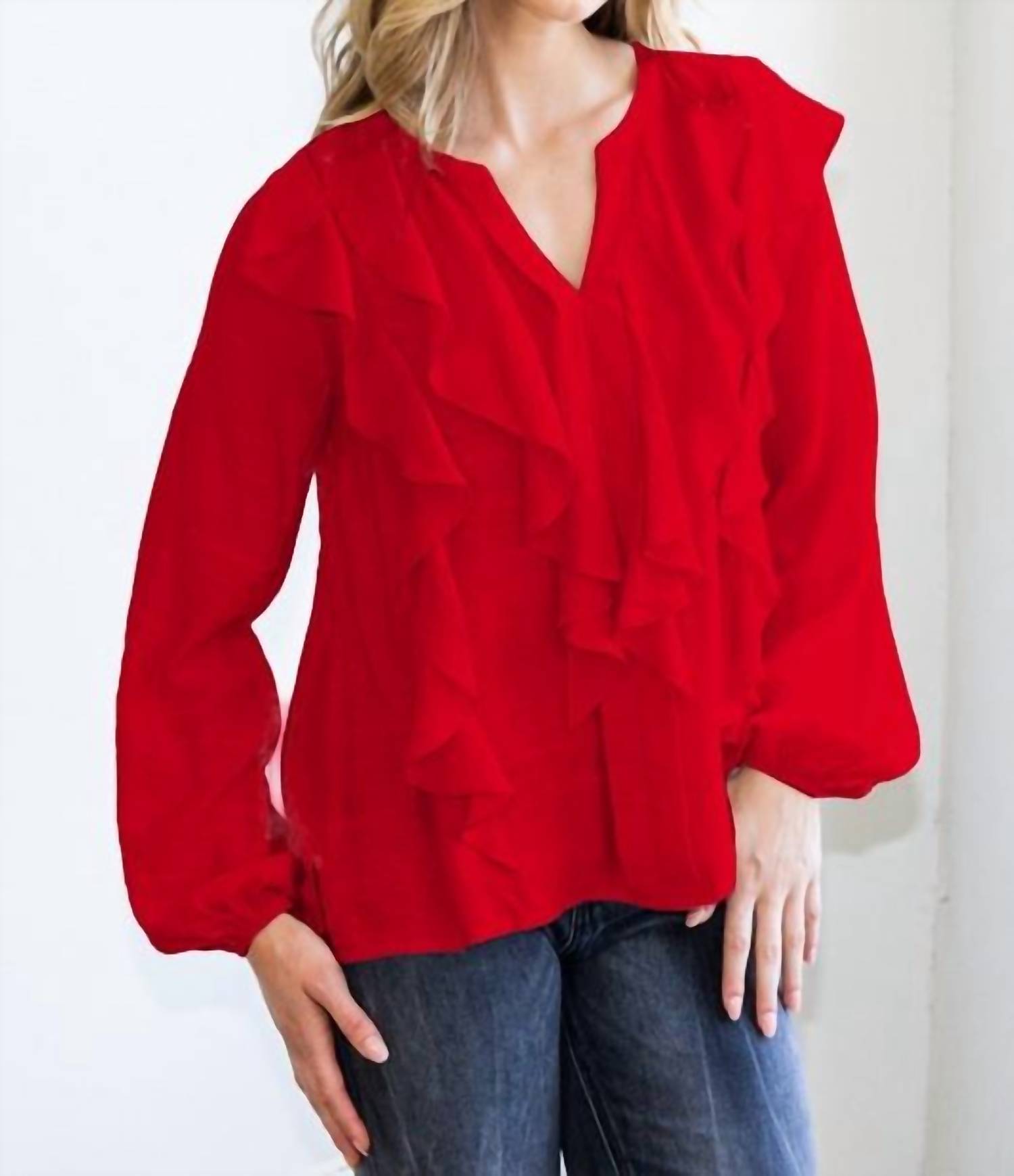 Oddi - Curvy Front Ruffle Top