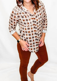 Charlie B - Printed Button Up Top