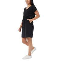 32 Degrees - Side Pockets Drop Shoulder Stretch Comfort V-Neck Soft Lux Dress
