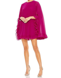 Mac Duggal - Ruffle Hem Cape Dress