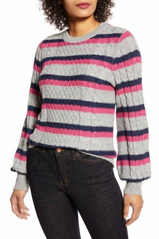 Halogen - X Atlantic-Pacific Striped Cable Knit Lovely Stripe Sweater