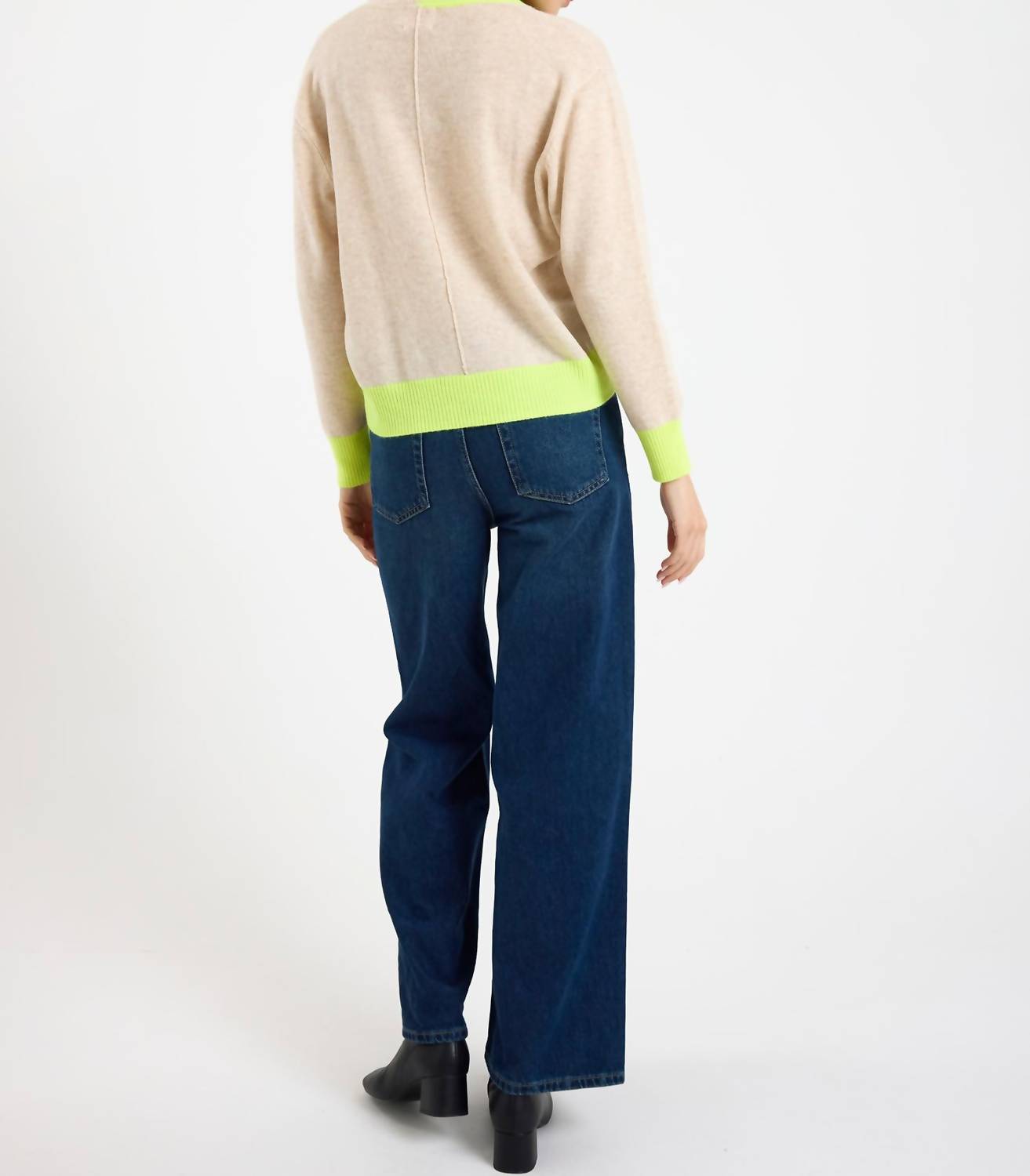 Brodie Cashmere Colour Pop Maria Cashmere V Neck Jumper in cygnet - women's sweater - alternate view