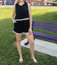 AnnieWear Chic Scallop Trim Set in black - women's sleepwear - view 5