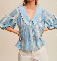Listicle - Marleigh Embroidered Baby Doll Top