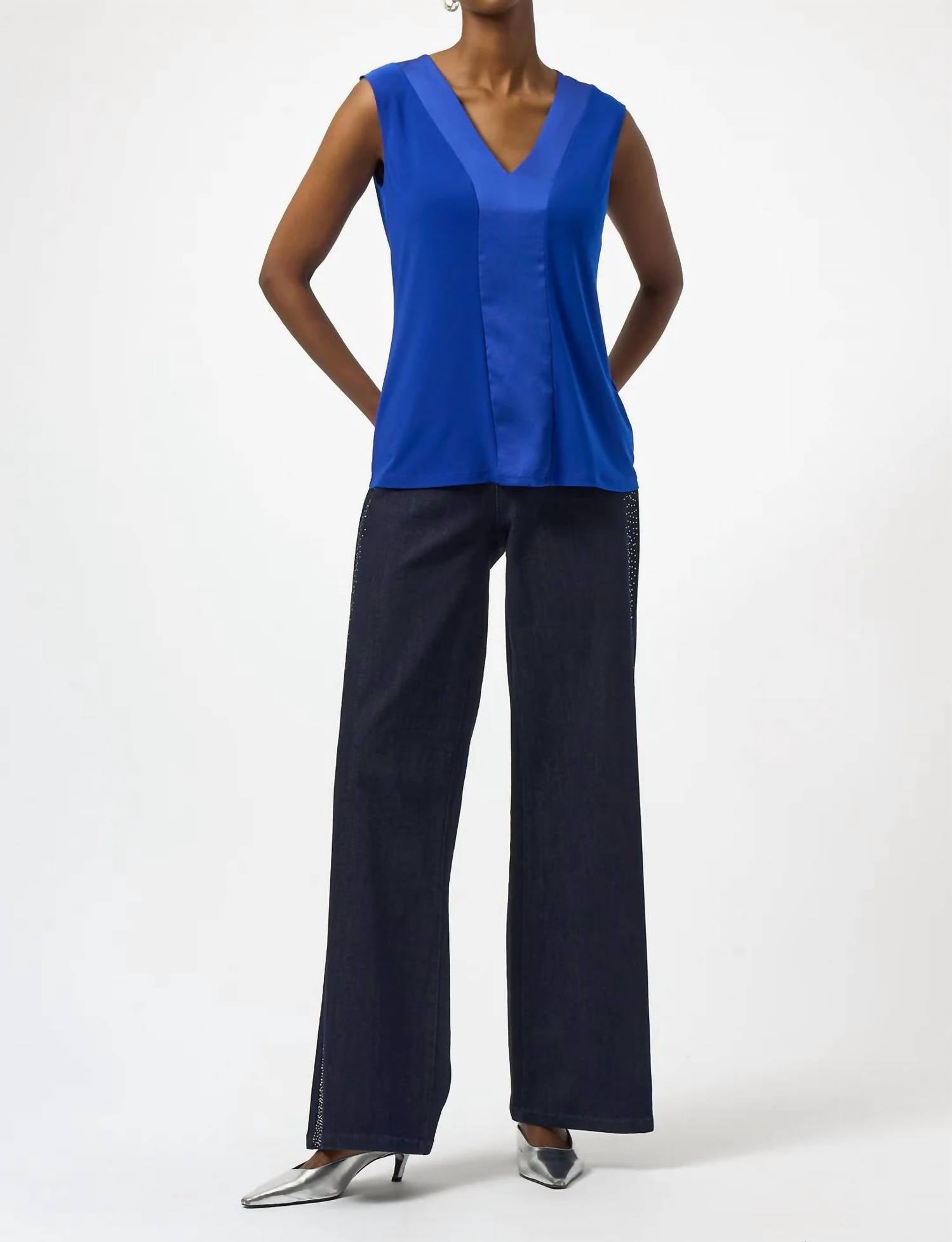 Joseph Ribkoff - Fitted V-neck Sleeveless Top