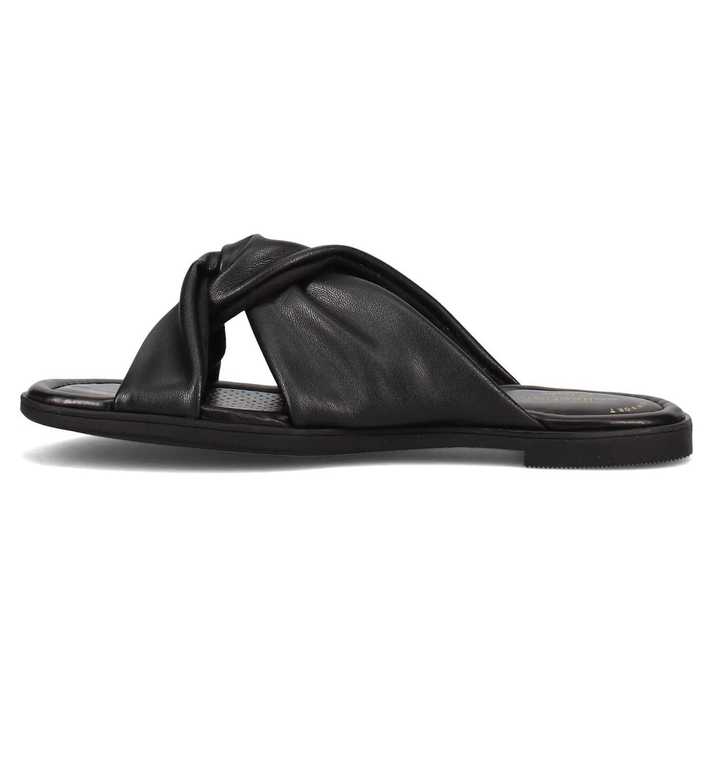 Clarks Women's Reyna Twist Flat Sandal in black synthetic - women's sandal - alternate view