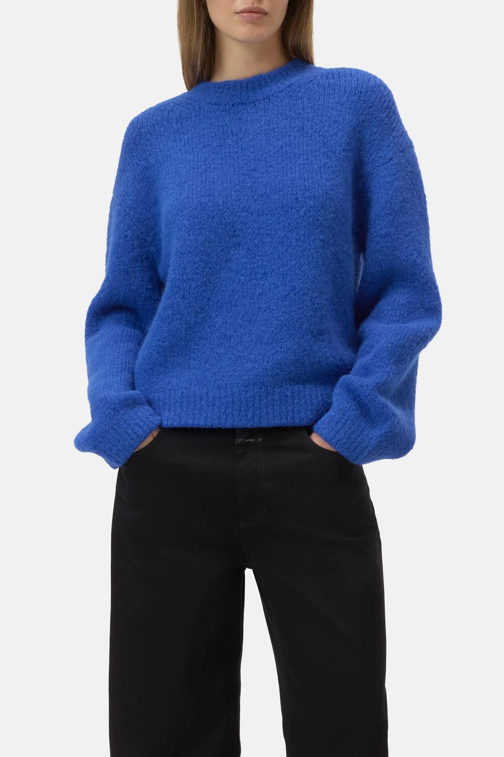 CLOSED Crew Neck Long Sleeve Sweater in galaxy blue - women's sweater