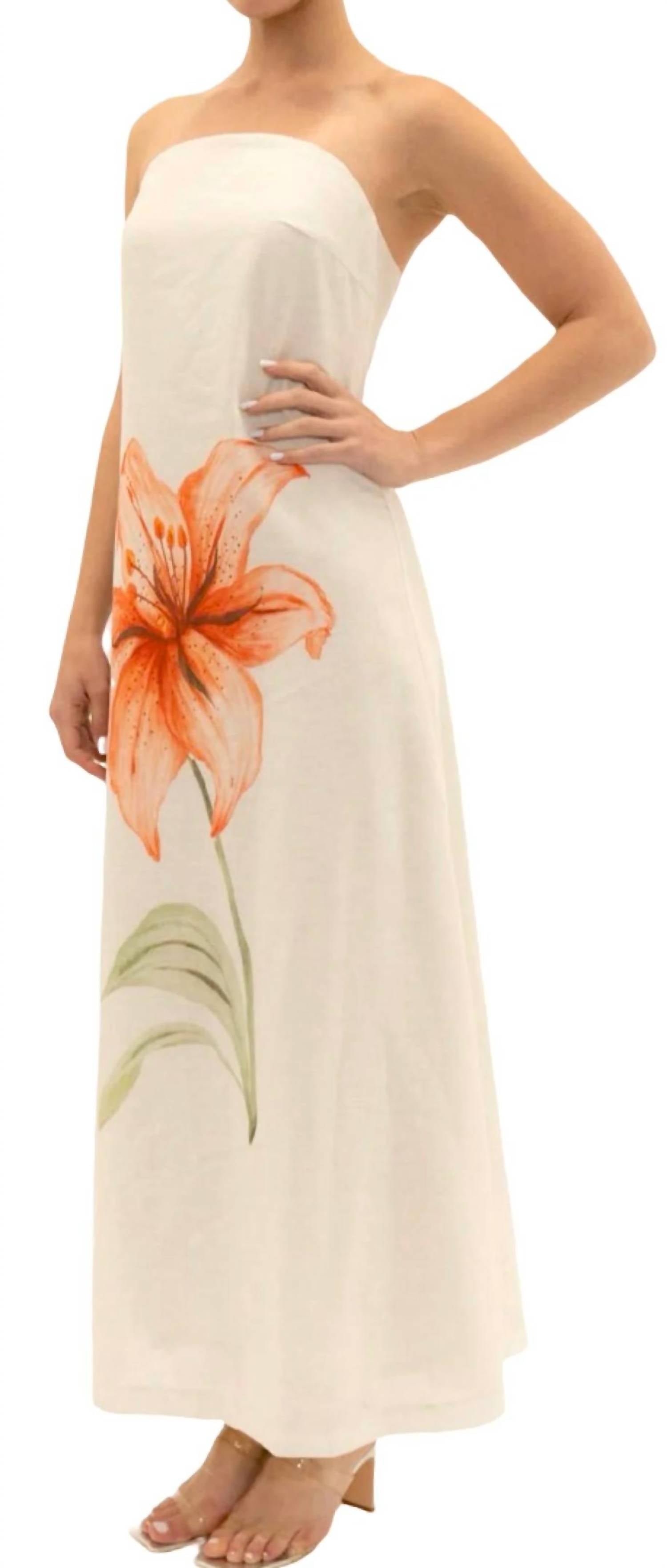 Fore Collection - Strapless A Line Tiger Lily Maxi Dress
