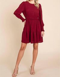 Glam - Gabbie Long Sleeve Tiered Mini Dress