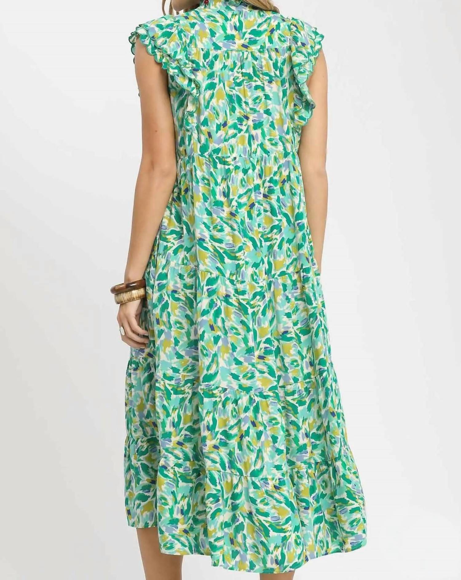 Umgee - Leaf Print Midi Dress