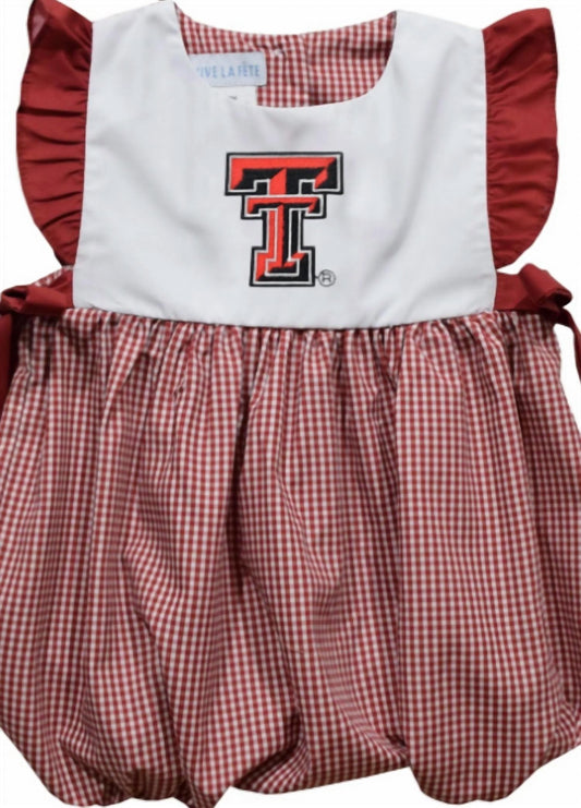 Vive La Fete - Girl's Texas Tech Raiders Embroidered Gingham Bubble
