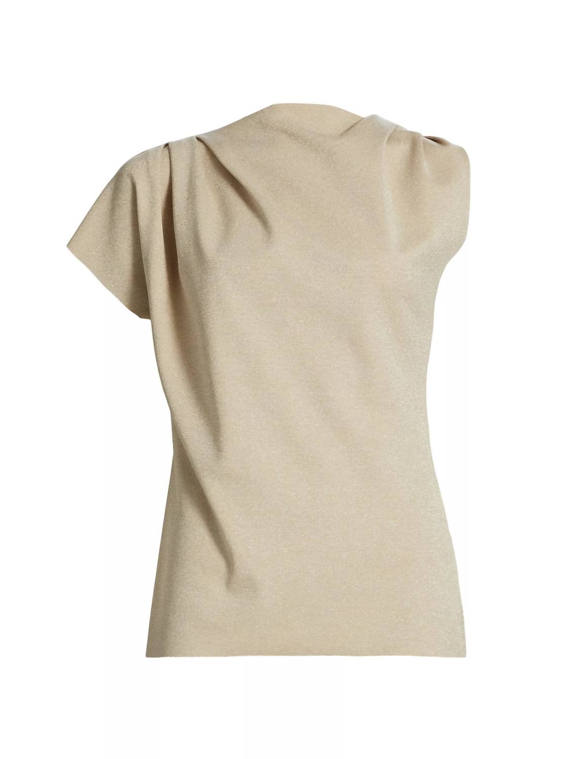CHIARA BONI Teruo Sugar Asymmetric Jersey Blouse in desert - women's blouse - view 4