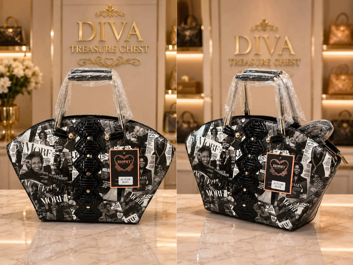 Diophy - Women's Michelle Obama Magazine Cover Collage Handbag
