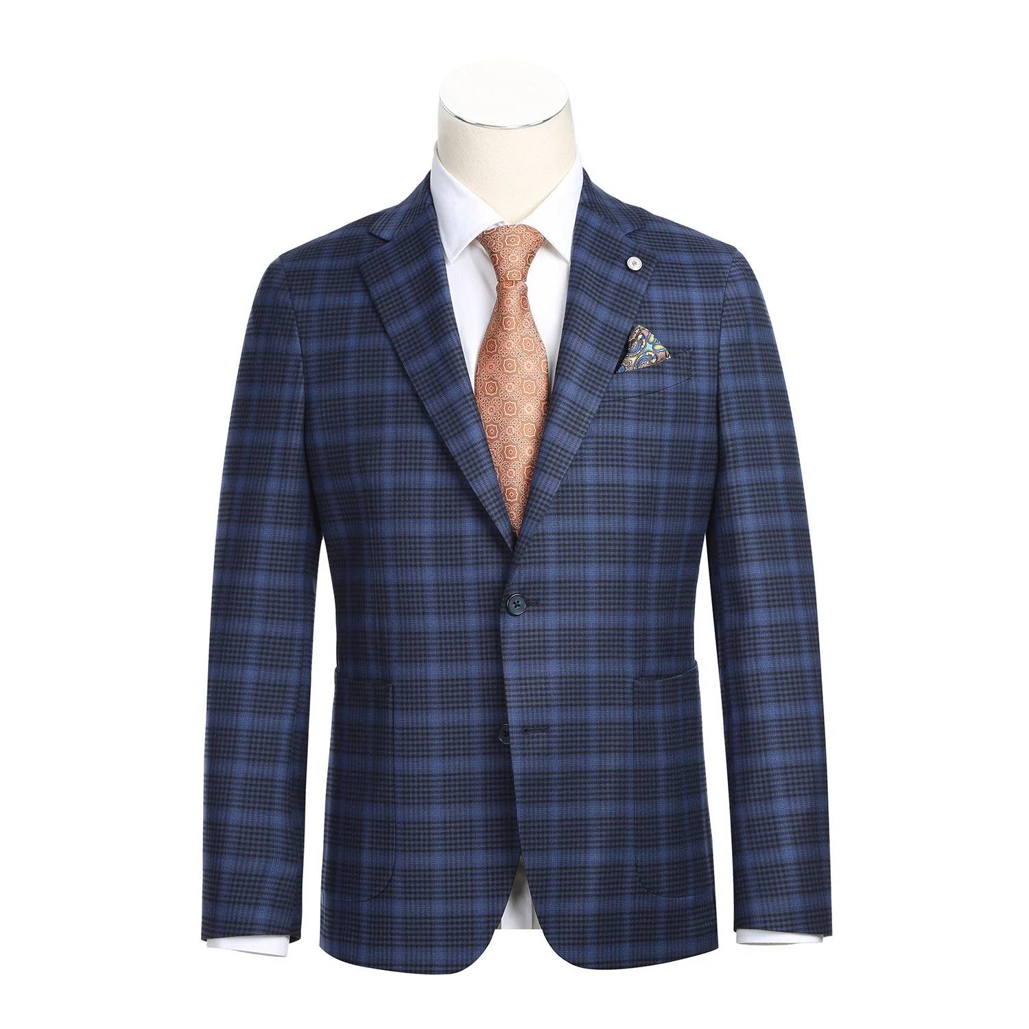 Pelago - Men's Single Breasted Slim Fit Half Canvas Knit Soft Jacket