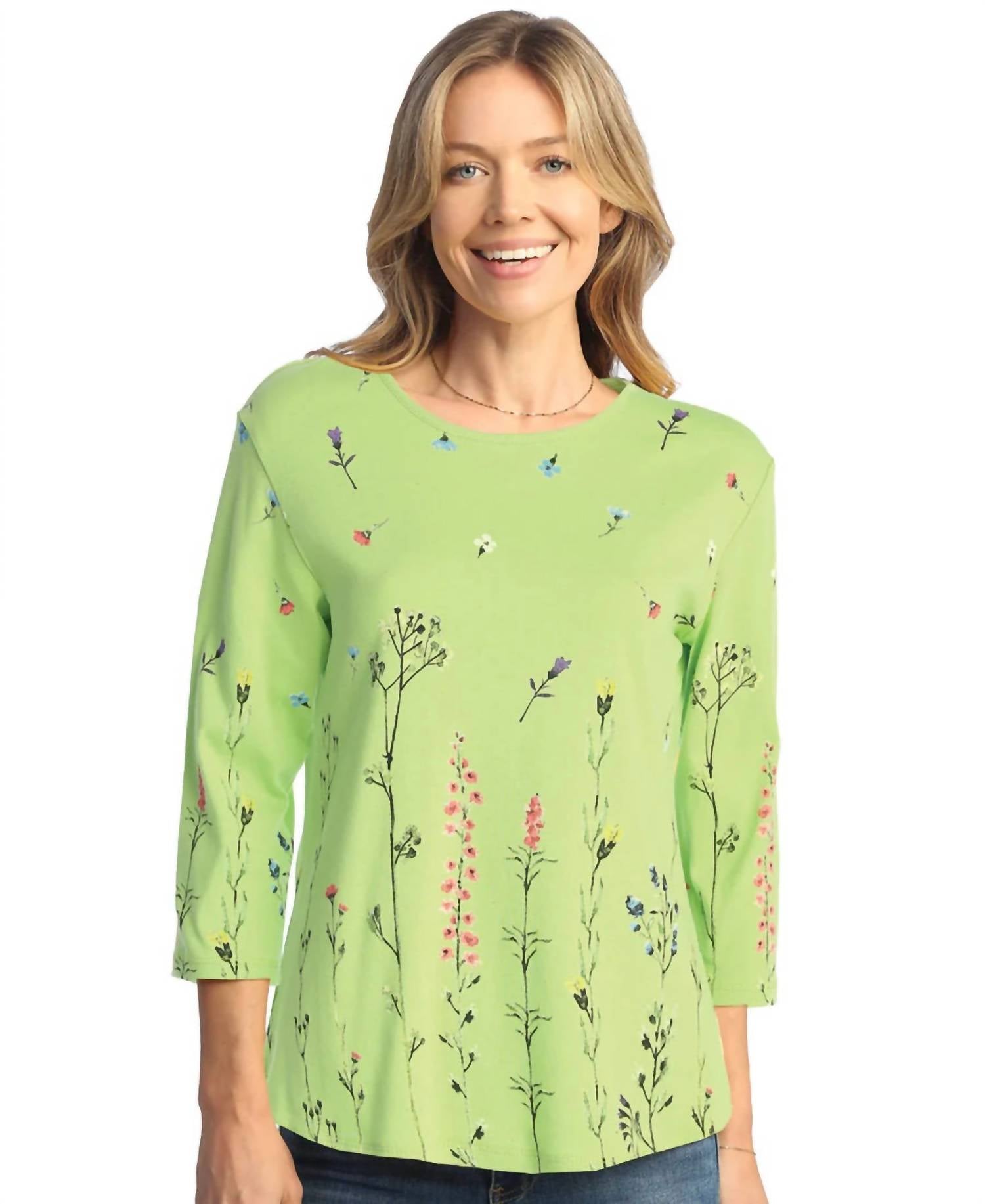 Jess & Jane - Calypso Printed Cotton Top - Plus