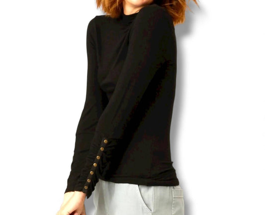 Xcvi - Ainsley Button Accent Sleeve Turtleneck Top